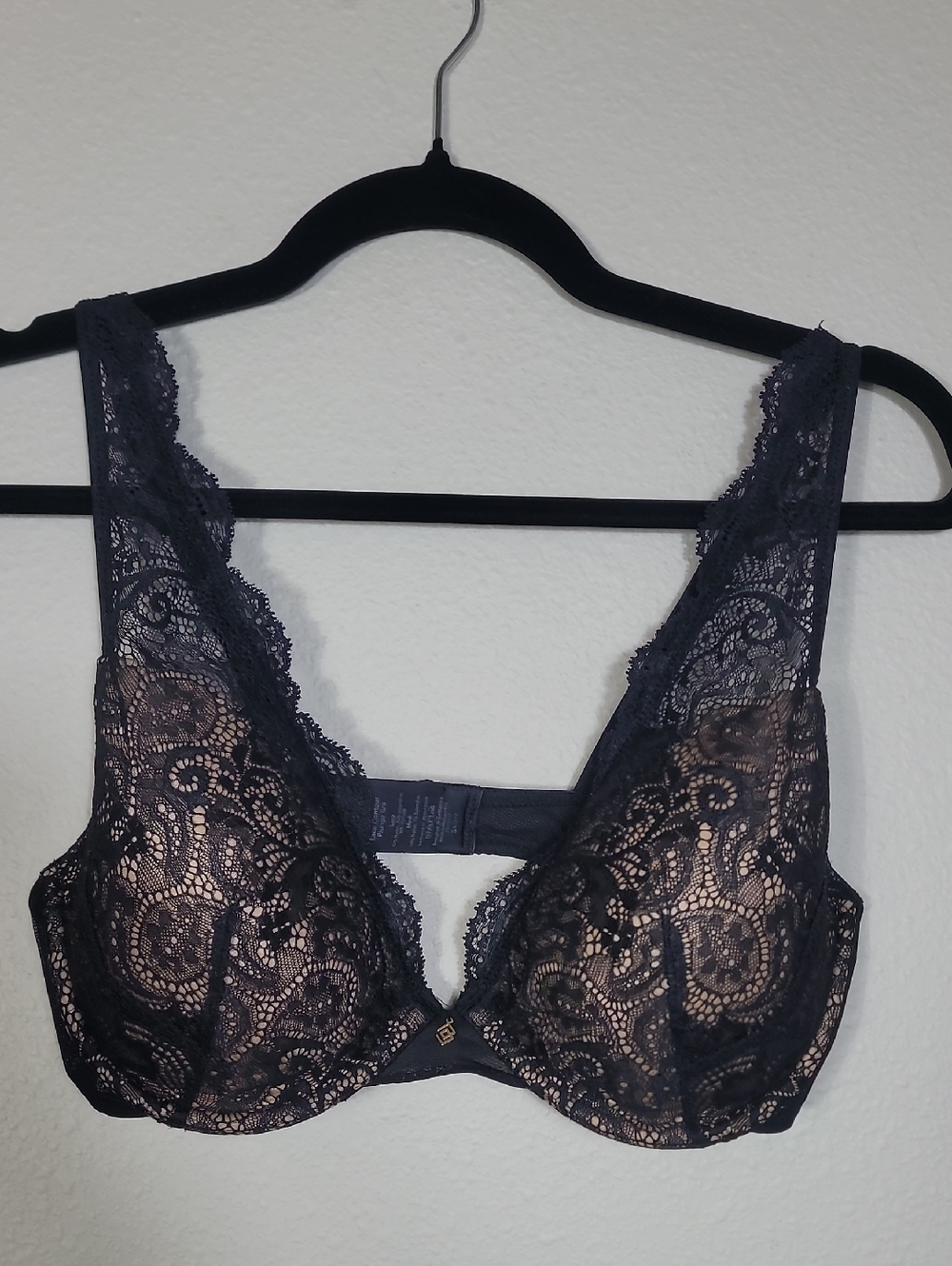 ThirdLove 24/7 Lace Contour Plunge Bra Size 34D½ Black Underwire Sexy